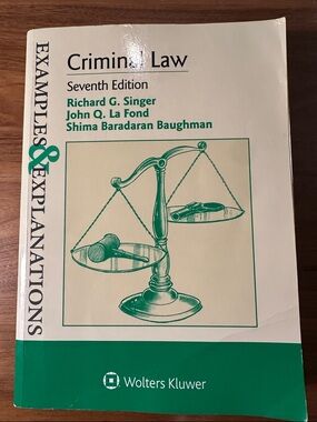 Criminal Law Examples & Explanations Seventh Edition Textbook new without tags